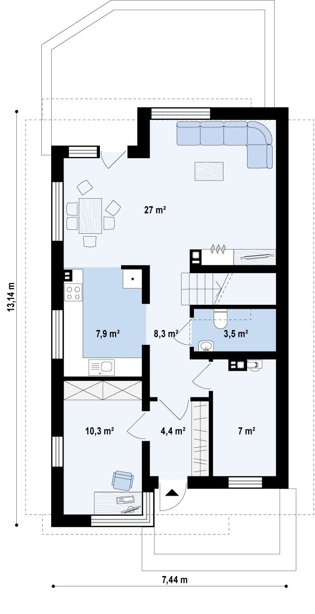 План проекта дома S3-124-1 фото 1