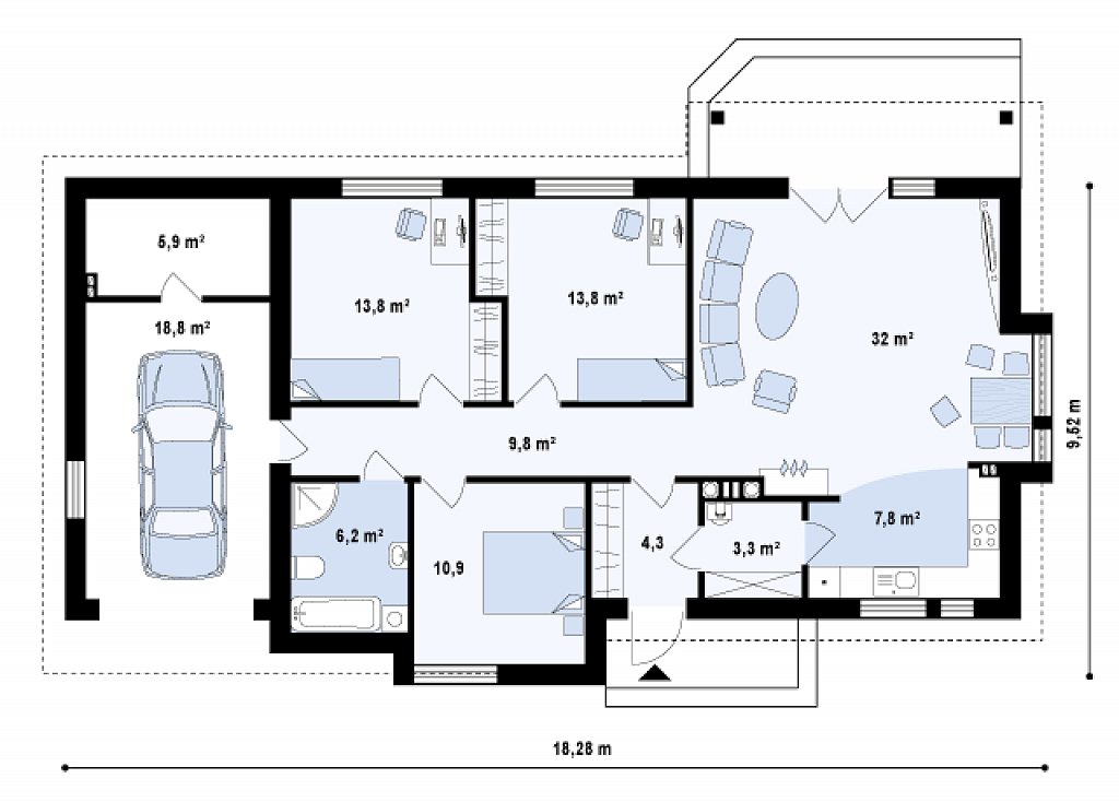 План проекта дома S3-123-5 фото 1