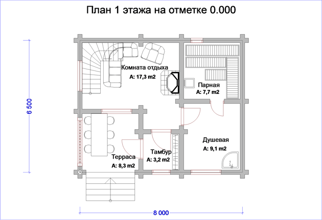 План проекта дома WB6-90 фото 1