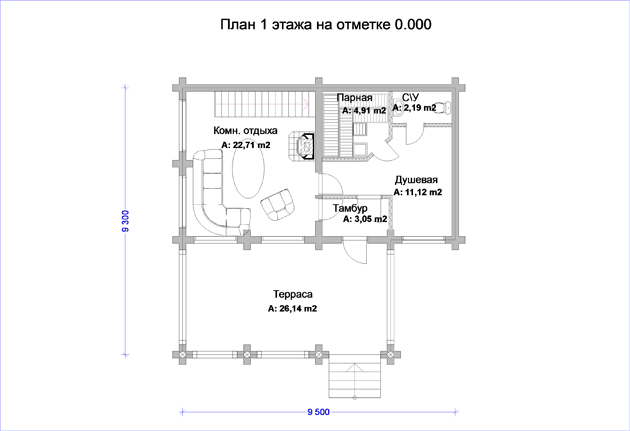План проекта дома WB6-111 фото 1