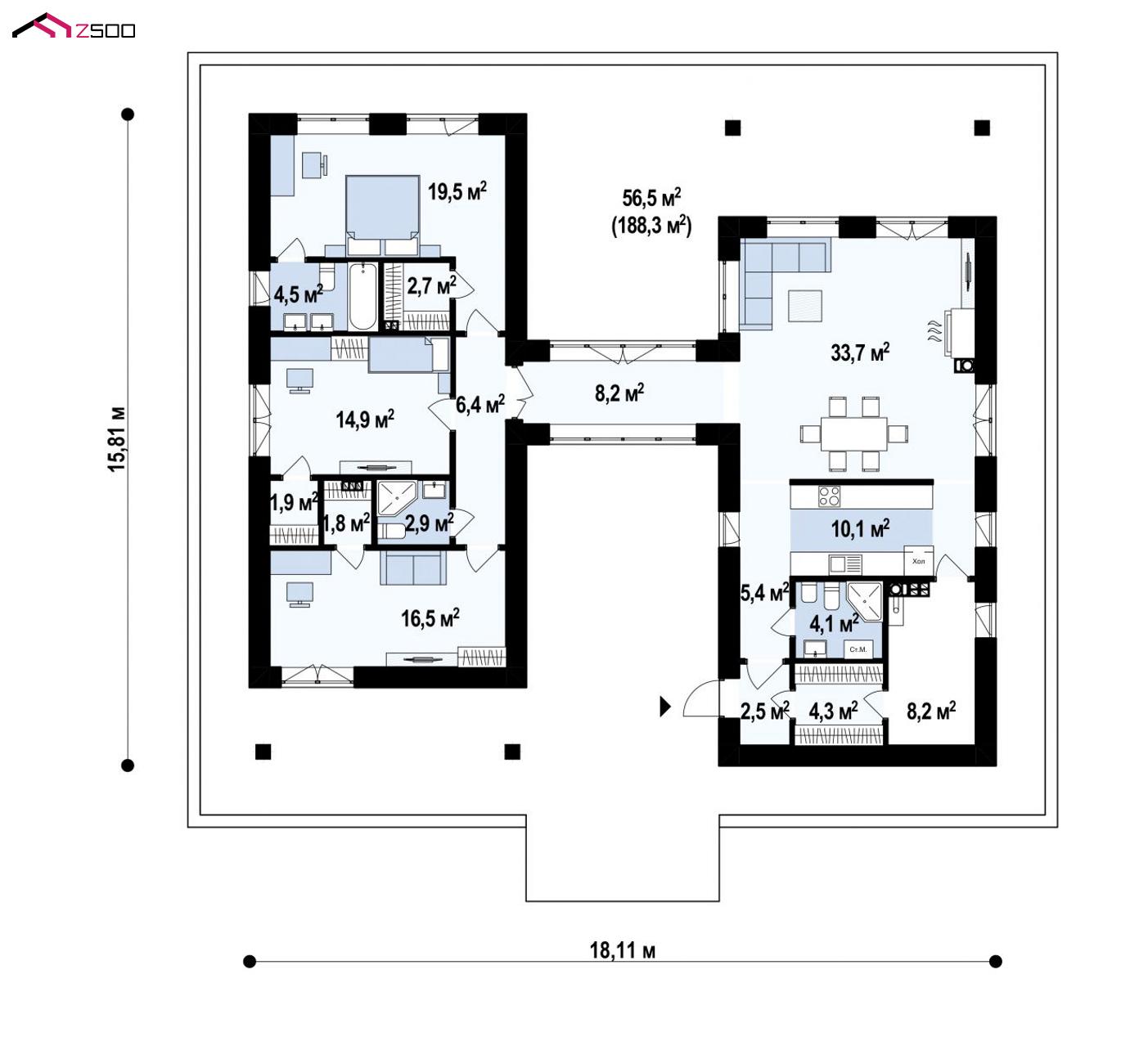 План проекта дома S3-146-1 фото 1