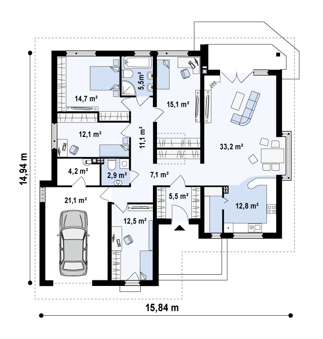 План проекта дома S3-159-1 фото 1