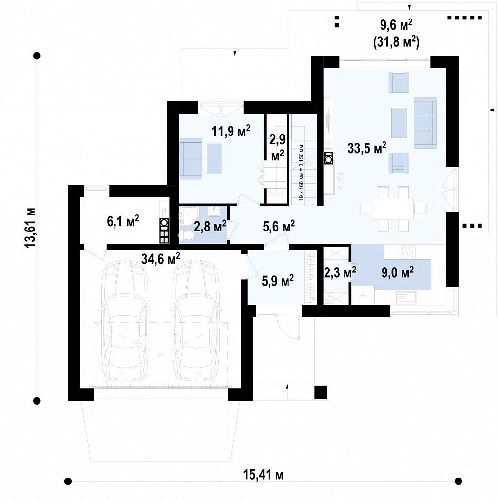 План проекта дома S3-203-2 фото 1
