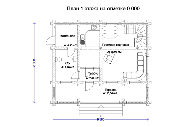 План проекта дома W6-125-1 фото 1