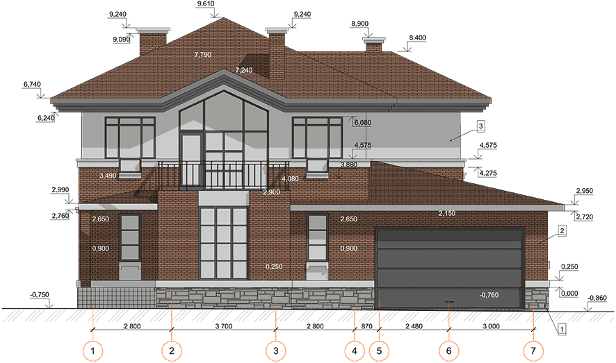 Пример фасада дома, при индивидуальном проектирование