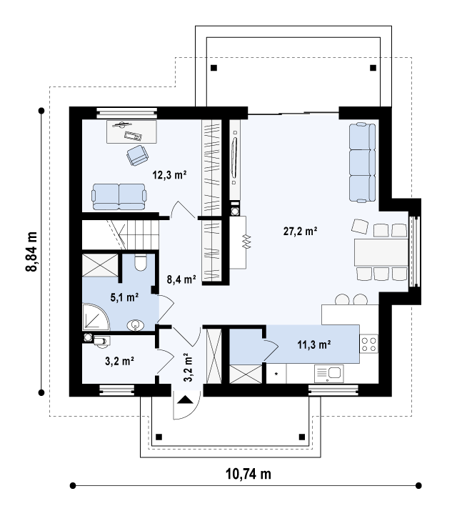 План проекта дома S3-134-1 фото 1