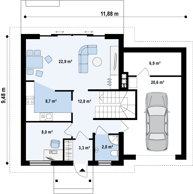 План проекта дома S3-139-2 фото 1