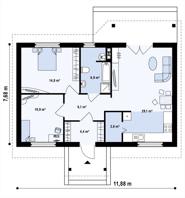 План проекта дома S3-75 фото 1