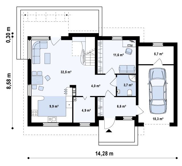 План проекта дома S3-168-1 фото 1