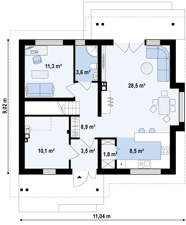 План проекта дома S3-147-3 фото 1