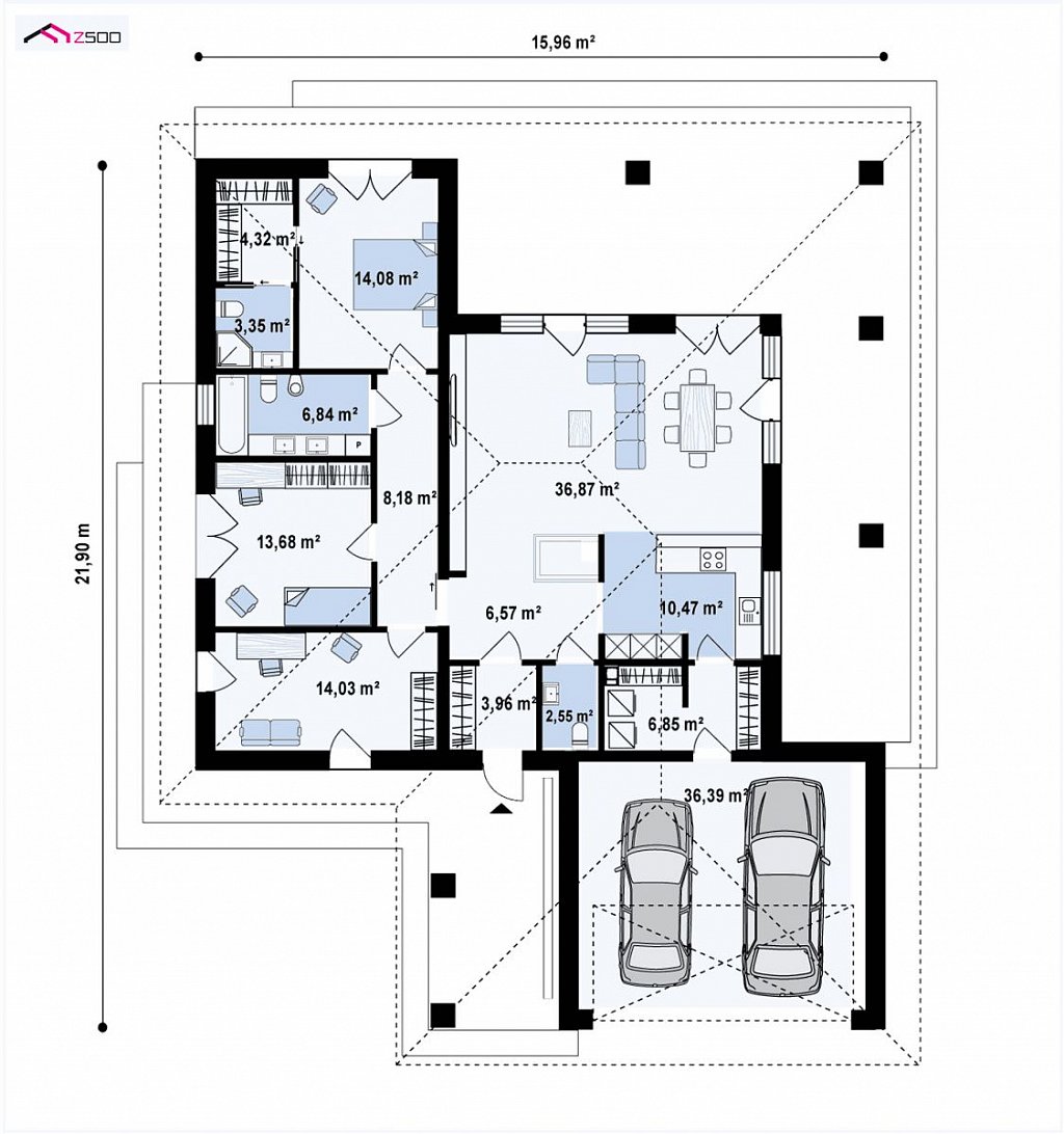 План проекта дома S3-168-6 фото 1