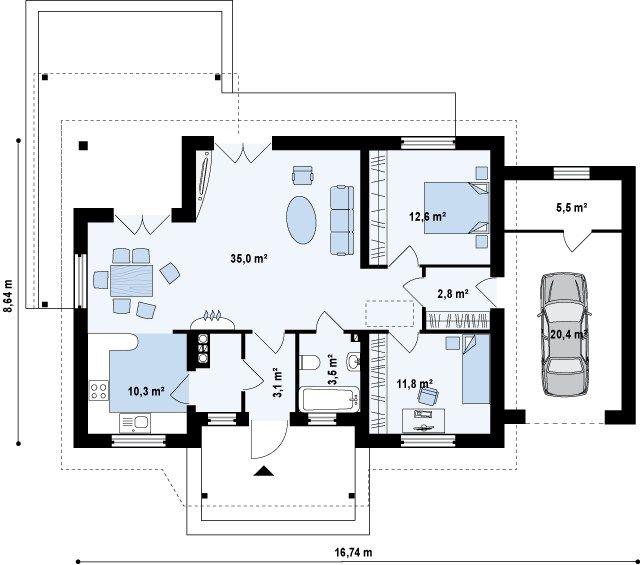 План проекта дома S3-105 фото 1