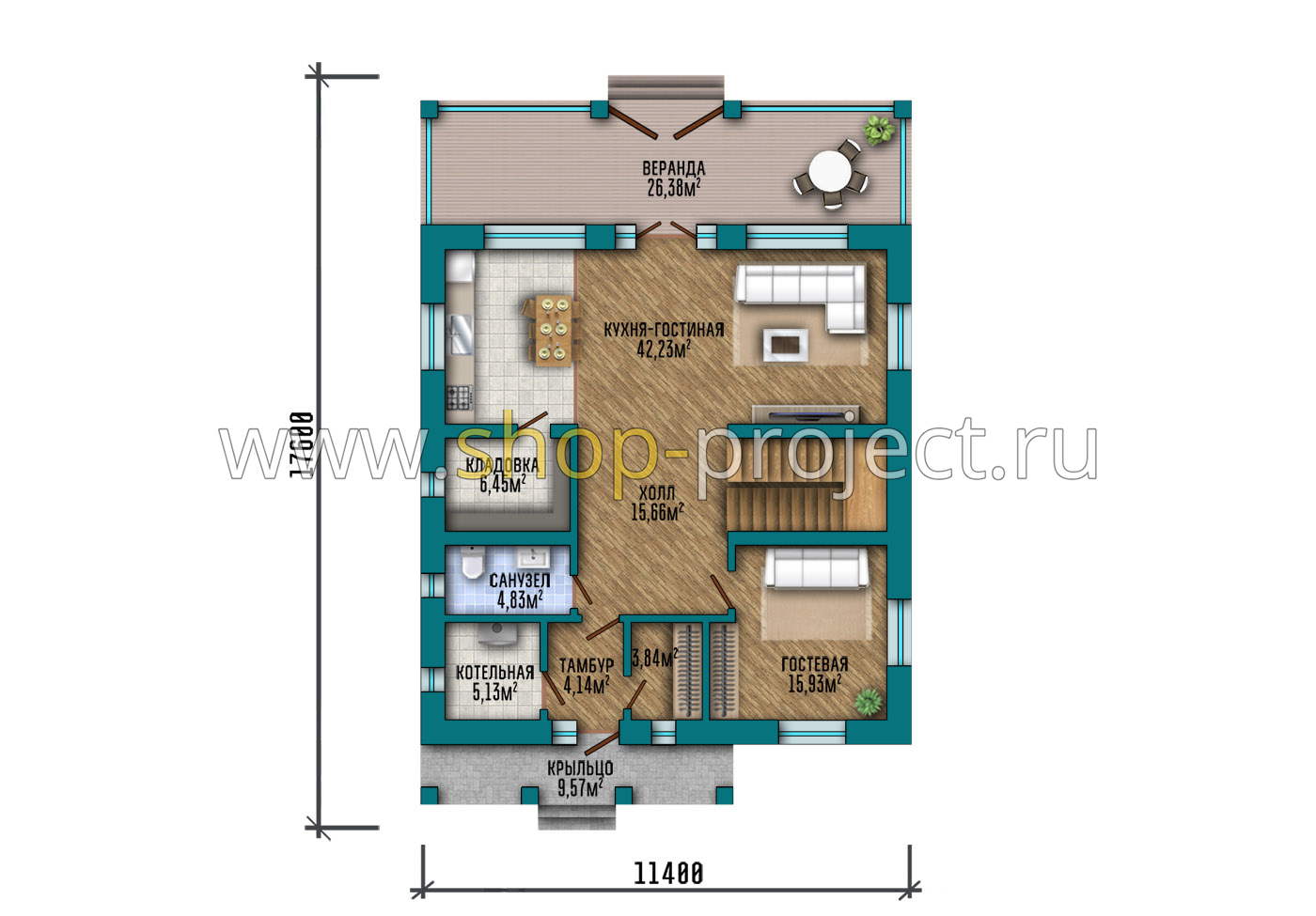 План проекта дома S2-213-4 фото 1