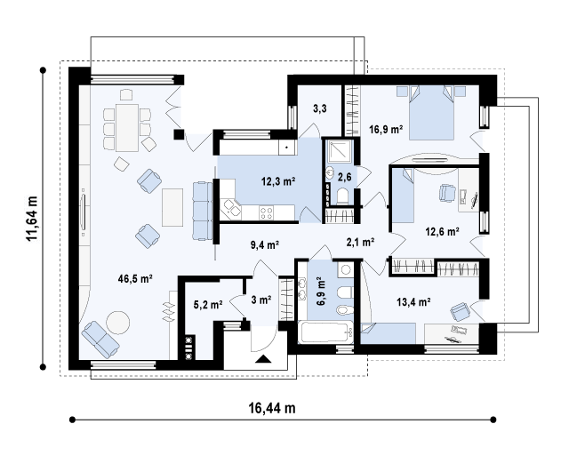 План проекта дома S3-190-2 фото 1