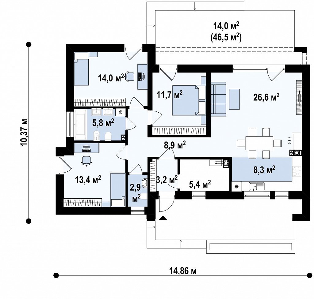 План проекта дома S3-103-8 фото 1