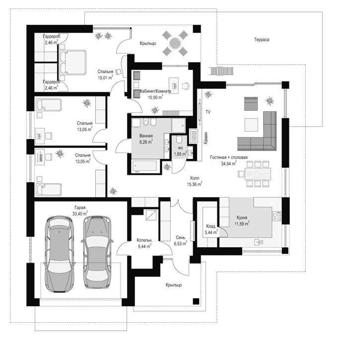 План проекта дома S8-220-2 фото 1
