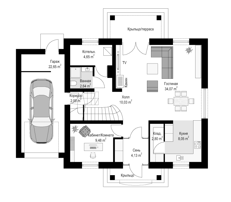 План проекта дома S8-230-1 фото 1