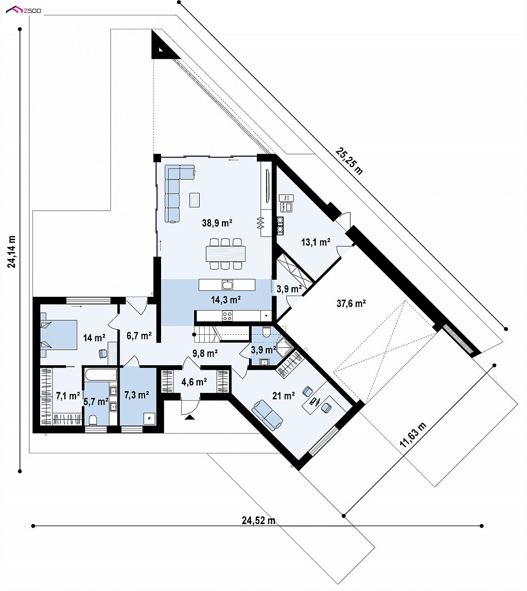 План проекта дома S3-243-2 фото 1