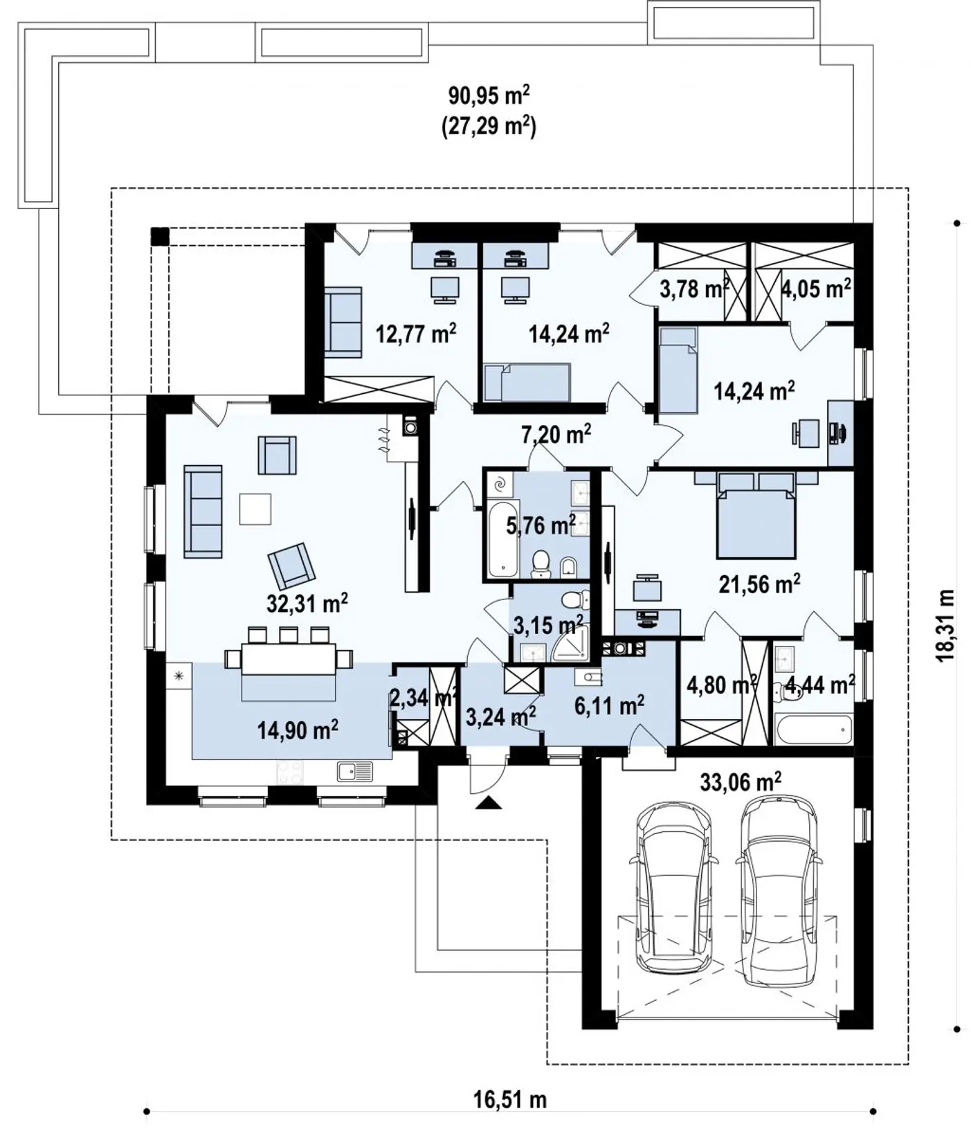 План проекта дома S3-193-2 фото 1