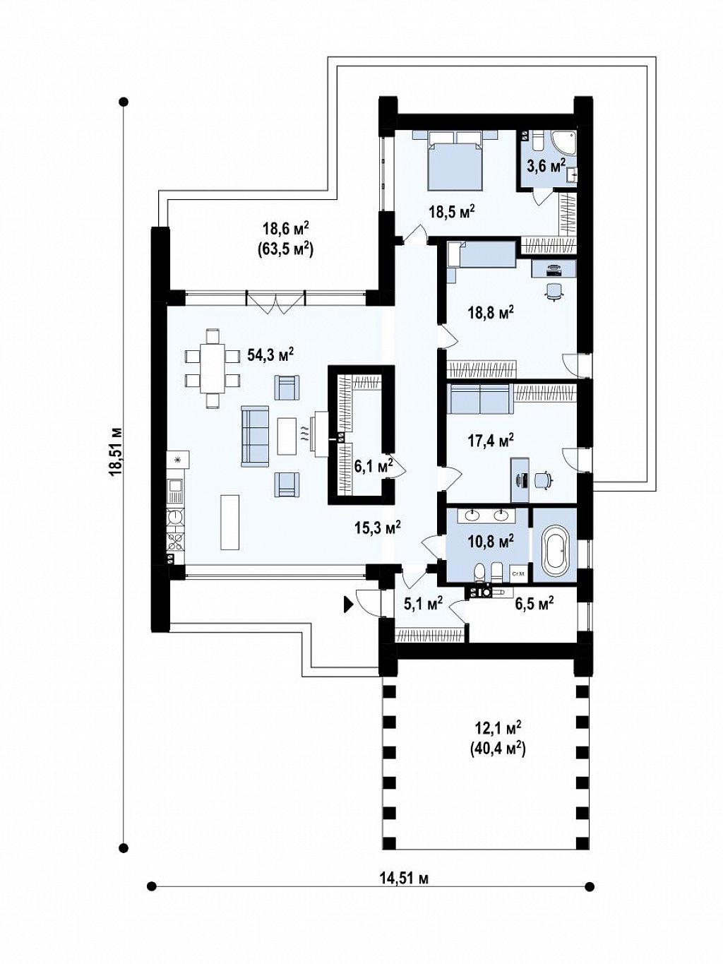План проекта дома S3-188-7 фото 1