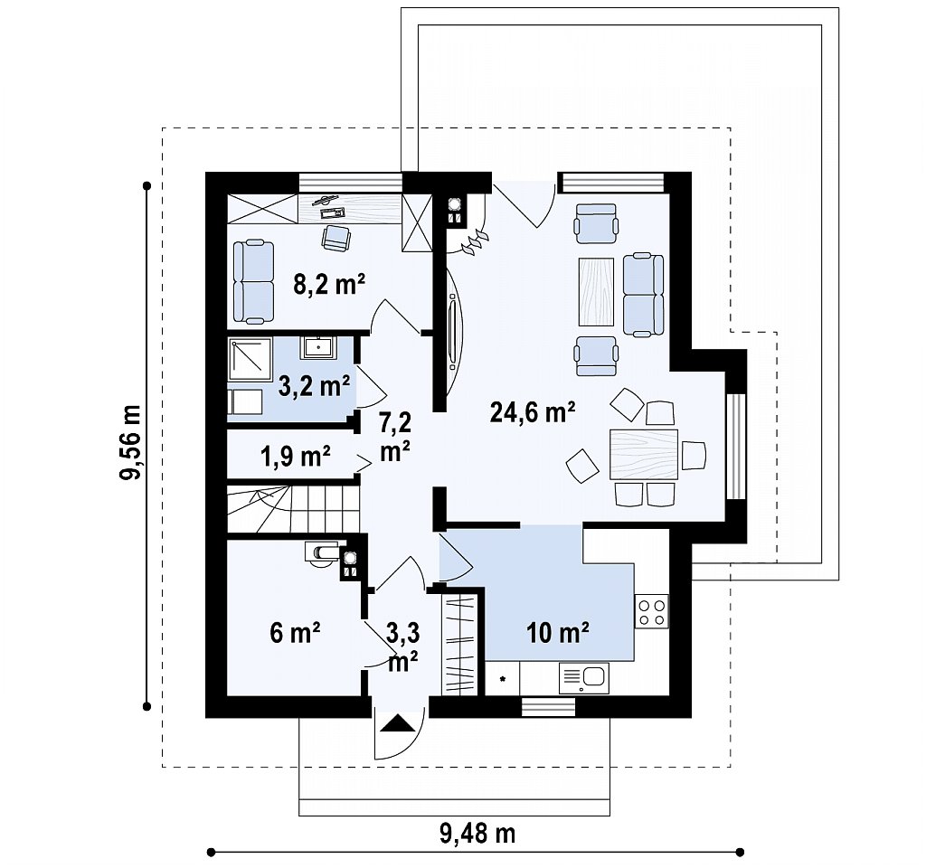 План проекта дома S3-122-4 фото 1