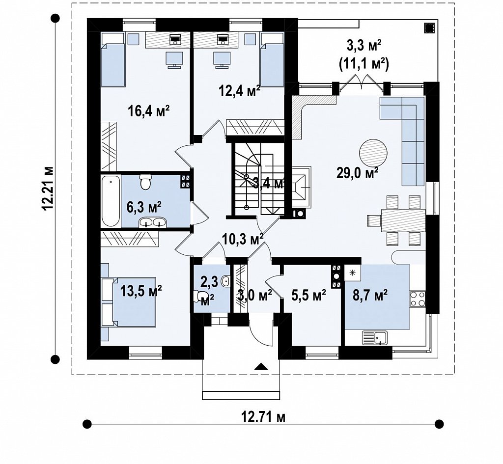 План проекта дома S3-182-9 фото 1