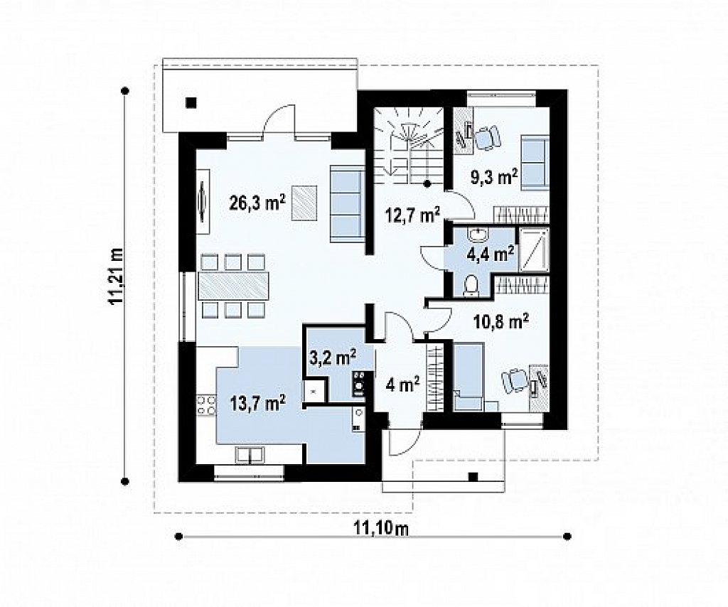 План проекта дома S3-166-14 фото 1