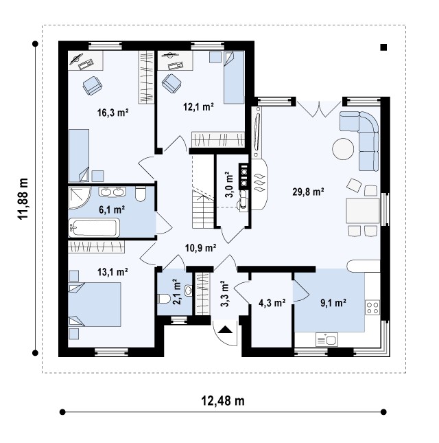 План проекта дома S3-234-1 фото 1