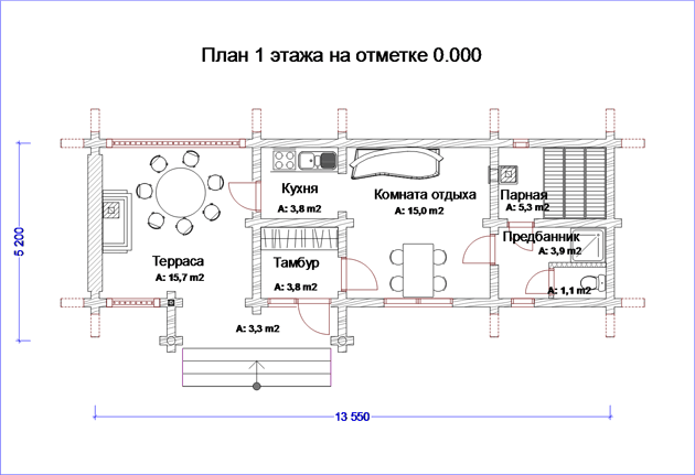 План проекта дома WB6-52 фото 1