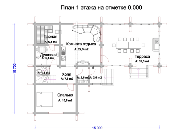 План проекта дома WB6-128 фото 1