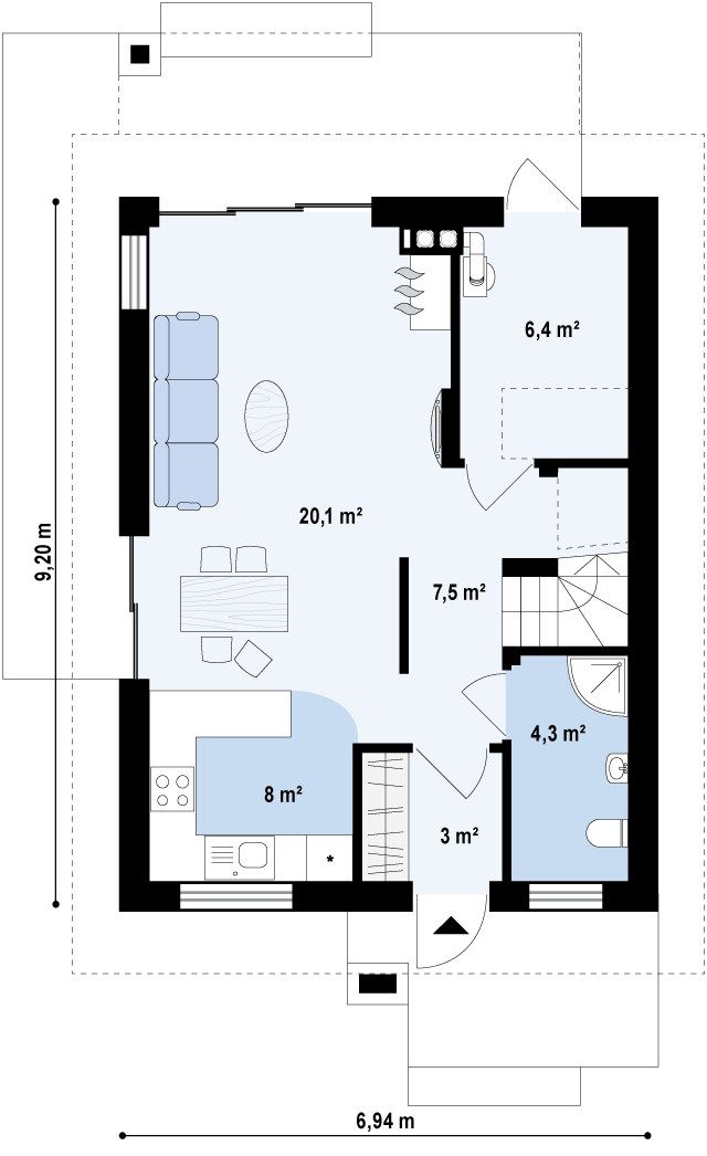 План проекта дома S3-94-1 фото 1