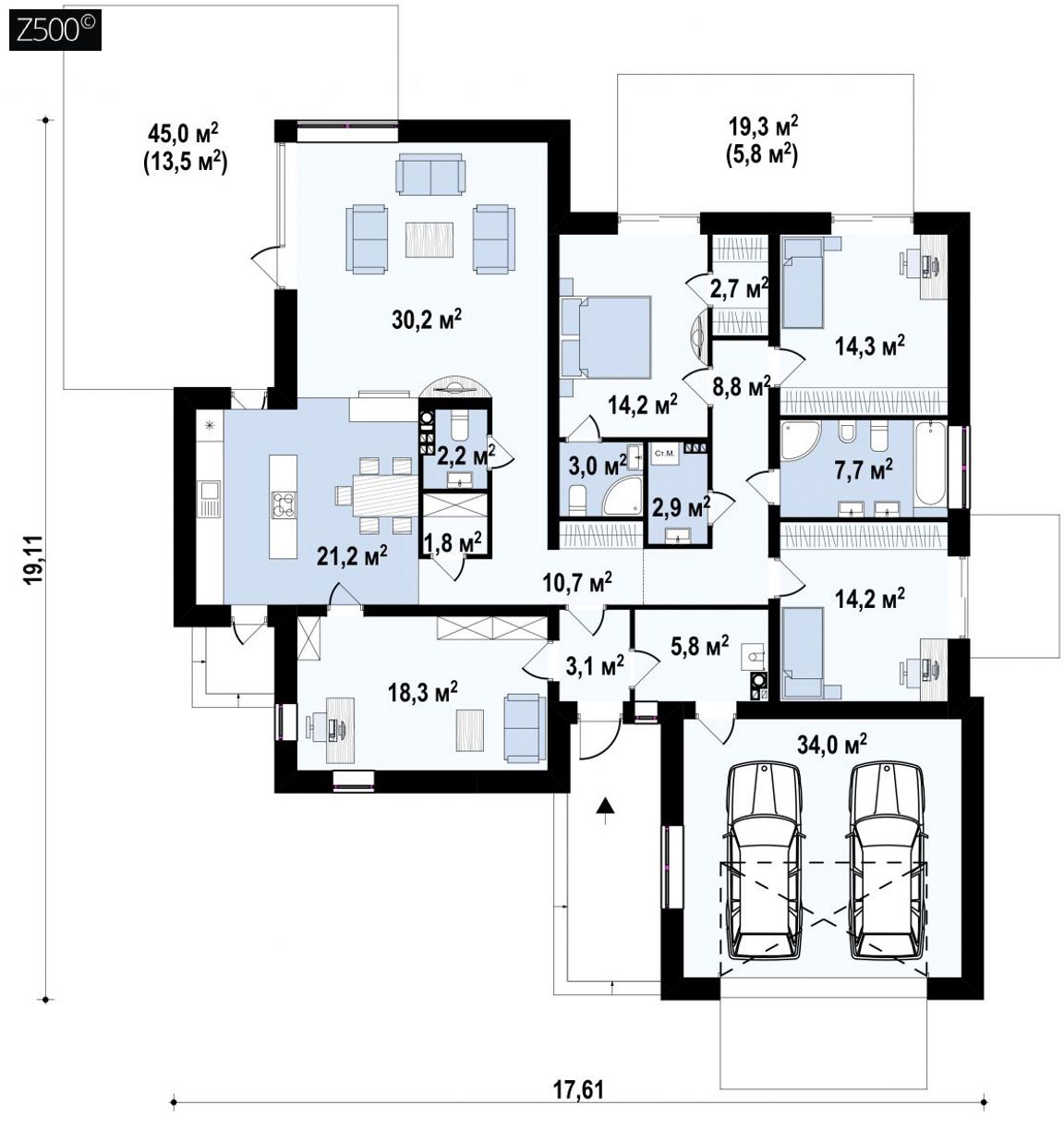 План проекта дома S3-194-4 фото 1