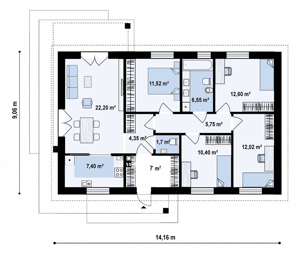 План проекта дома S3-101-3 фото 1
