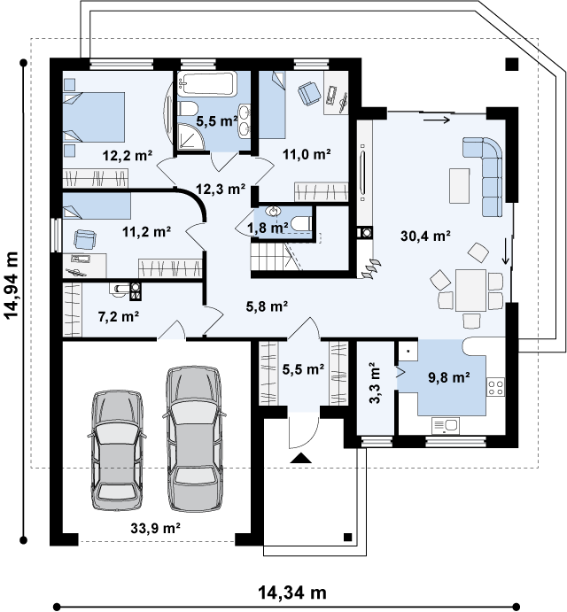 План проекта дома S3-150-1 фото 1