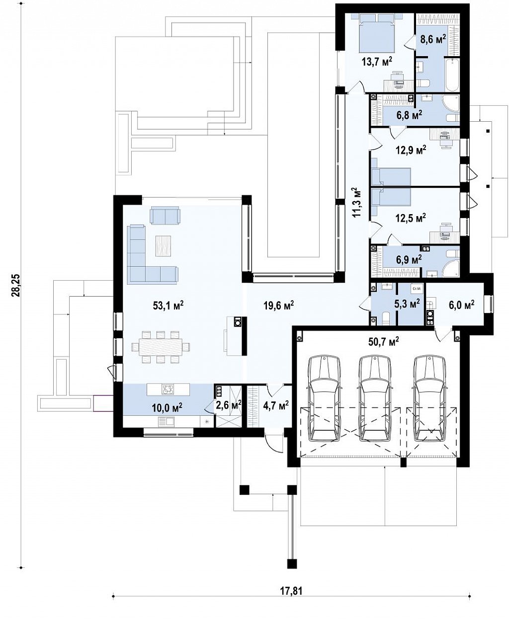 План проекта дома S3-236-3 фото 1