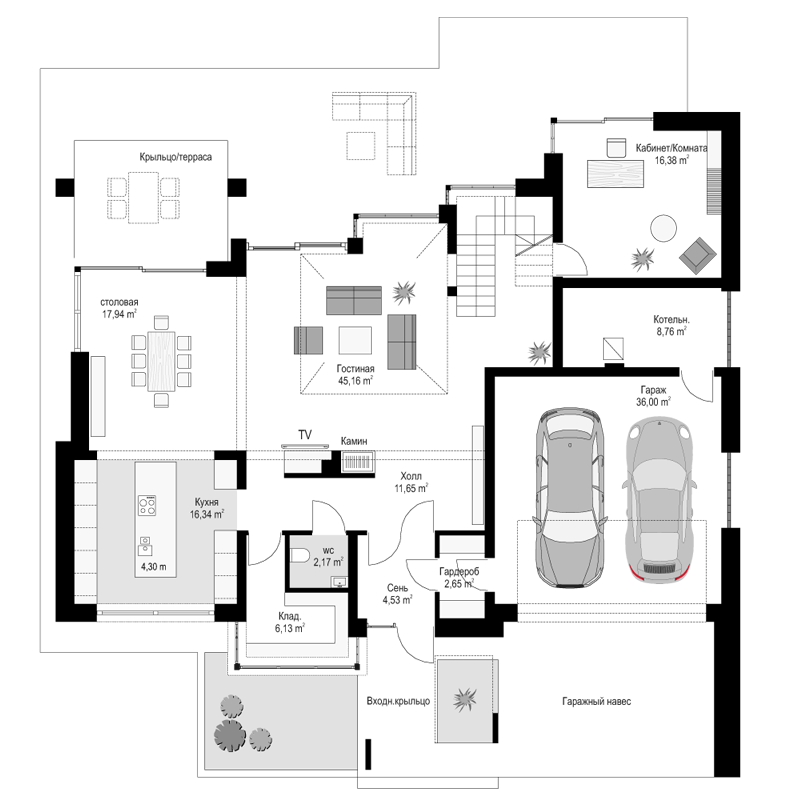 План проекта дома S8-394-1 фото 1