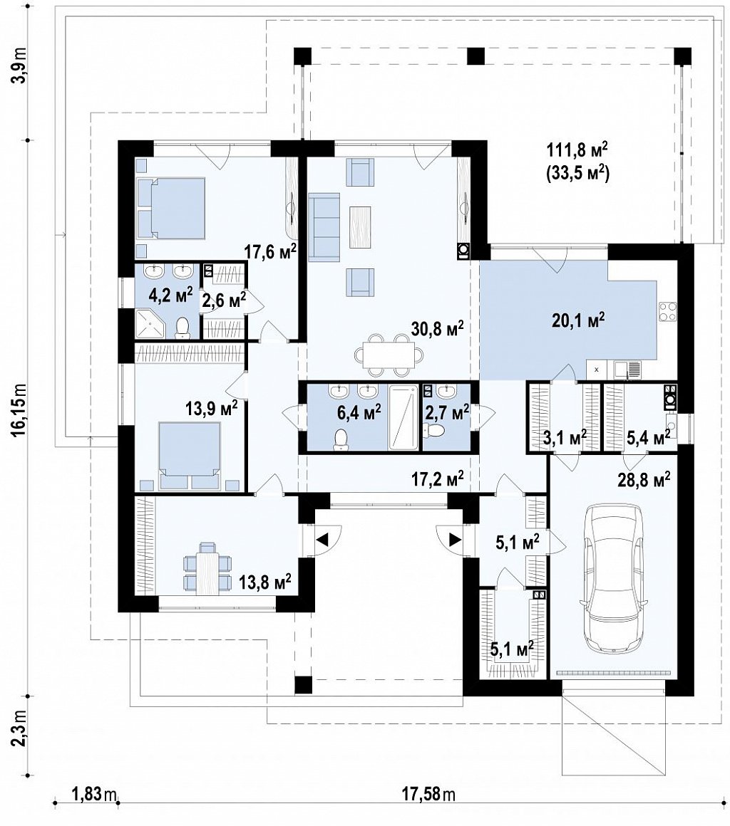 План проекта дома S3-170-4 фото 1