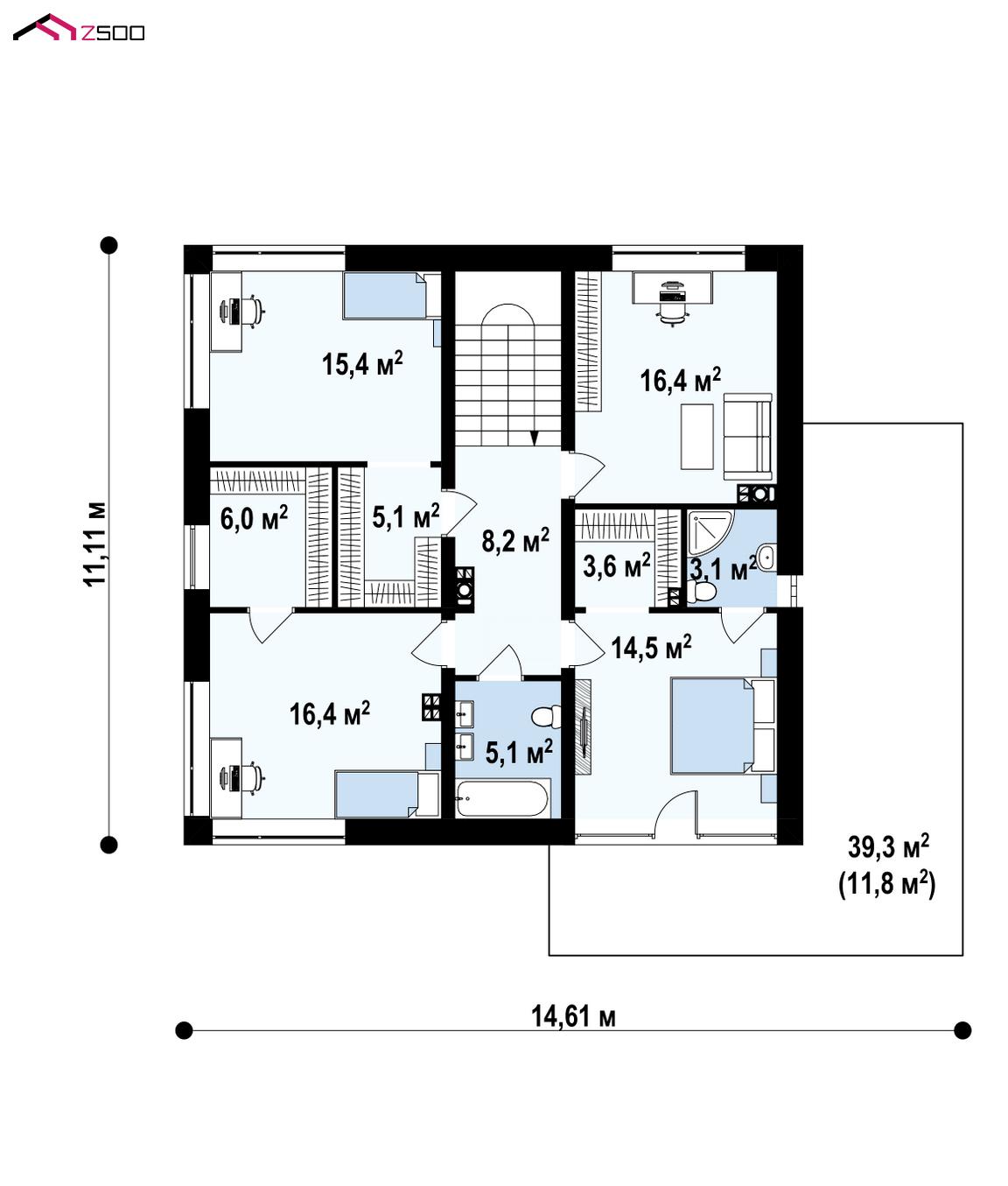 План проекта дома S3-227-3 фото 2