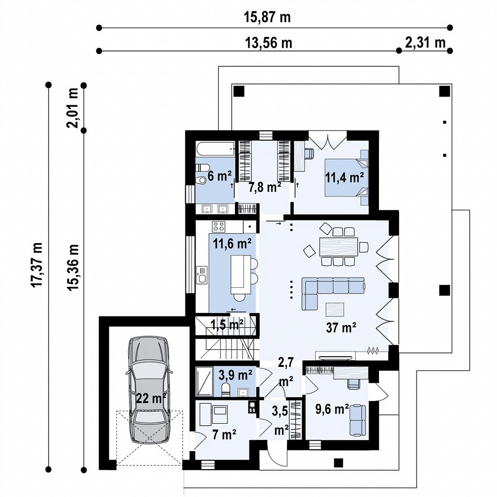 План проекта дома S3-190-7 фото 1