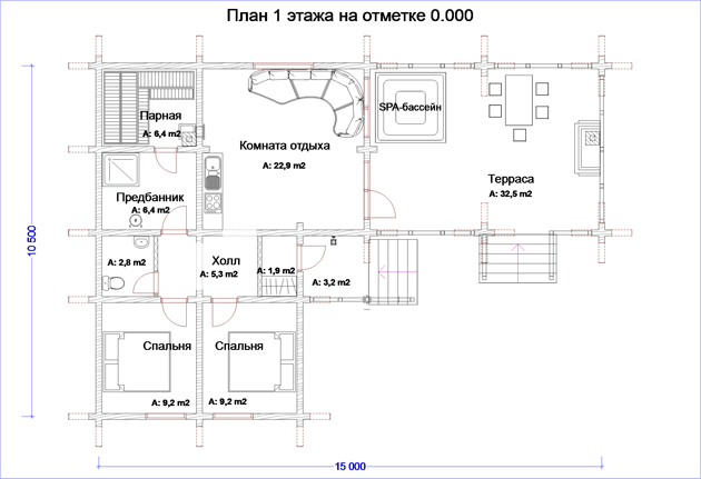 План проекта дома WB6-100 фото 1