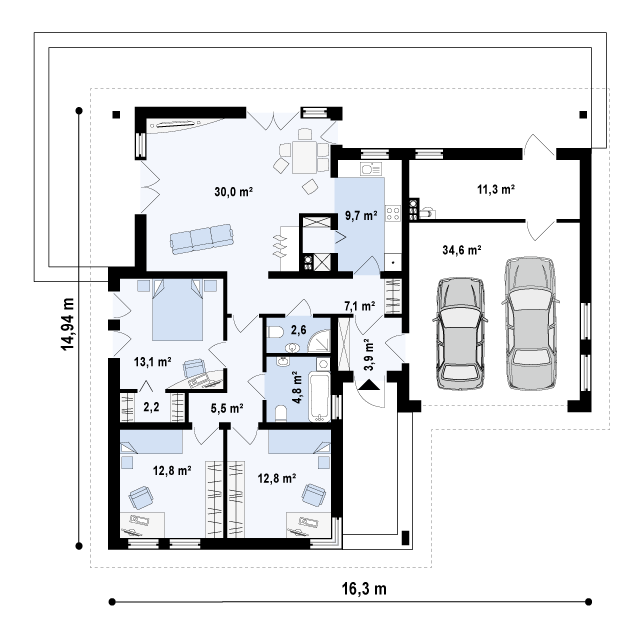 План проекта дома S3-150-2 фото 1