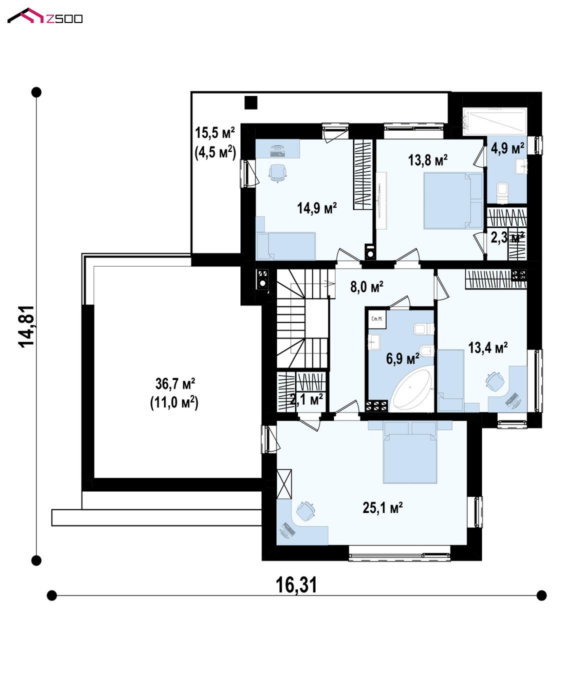 План проекта дома S3-218-2 фото 2