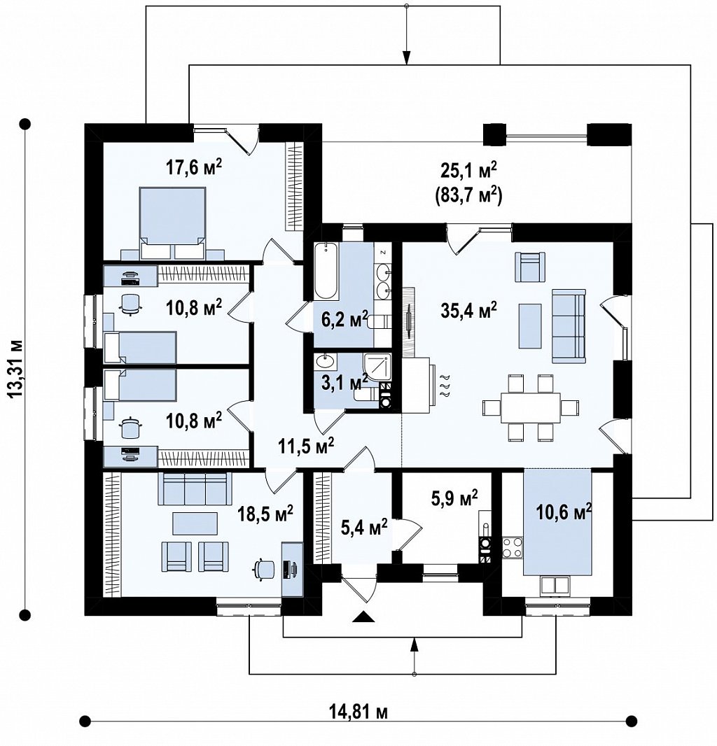 План проекта дома S3-134-3 фото 1