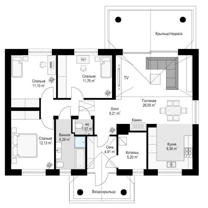 План проекта дома S8-124 фото 1