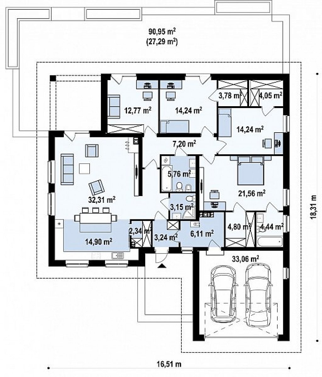 План проекта дома S3-221-2 фото 1