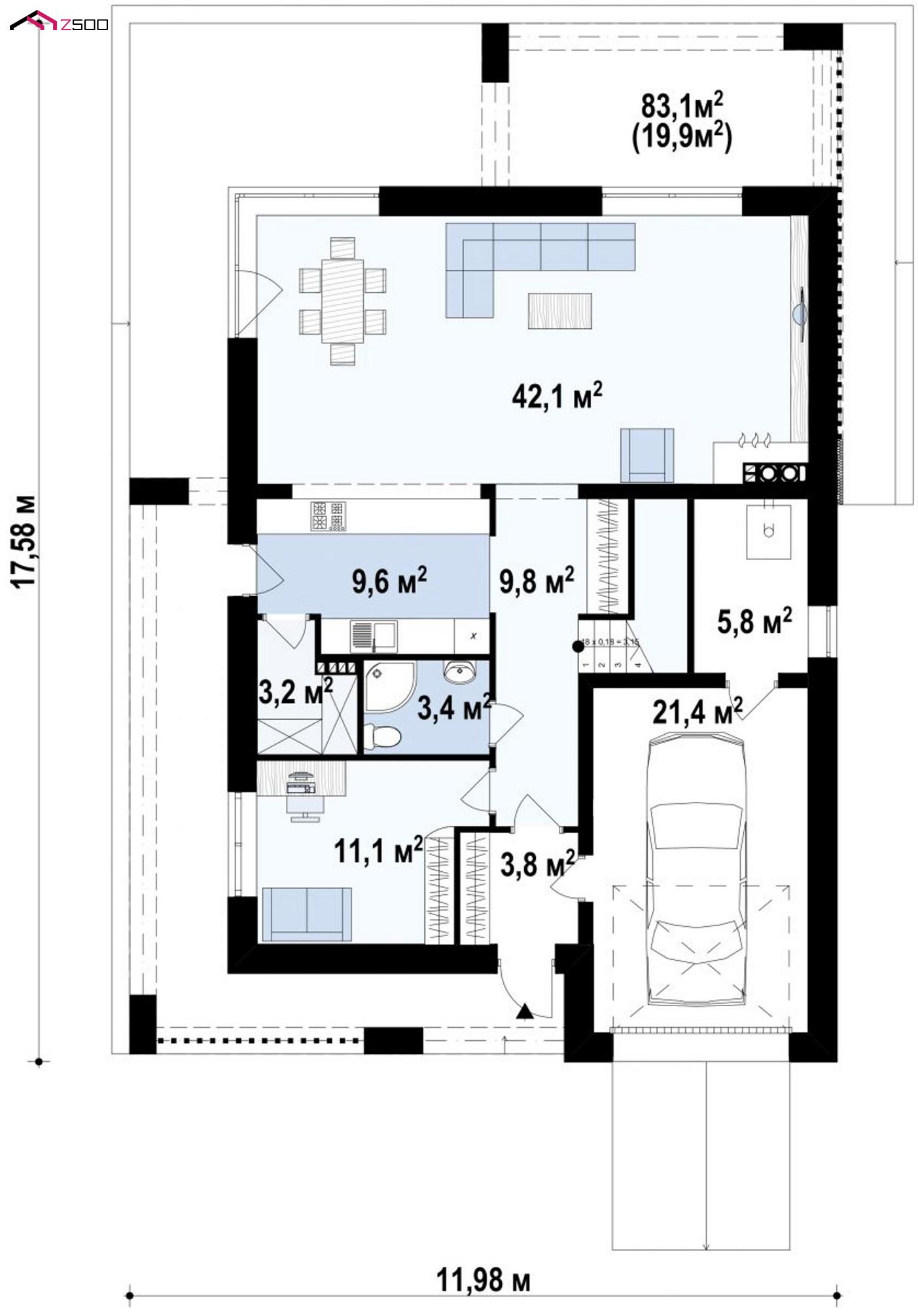 План проекта дома S3-177-2 фото 1
