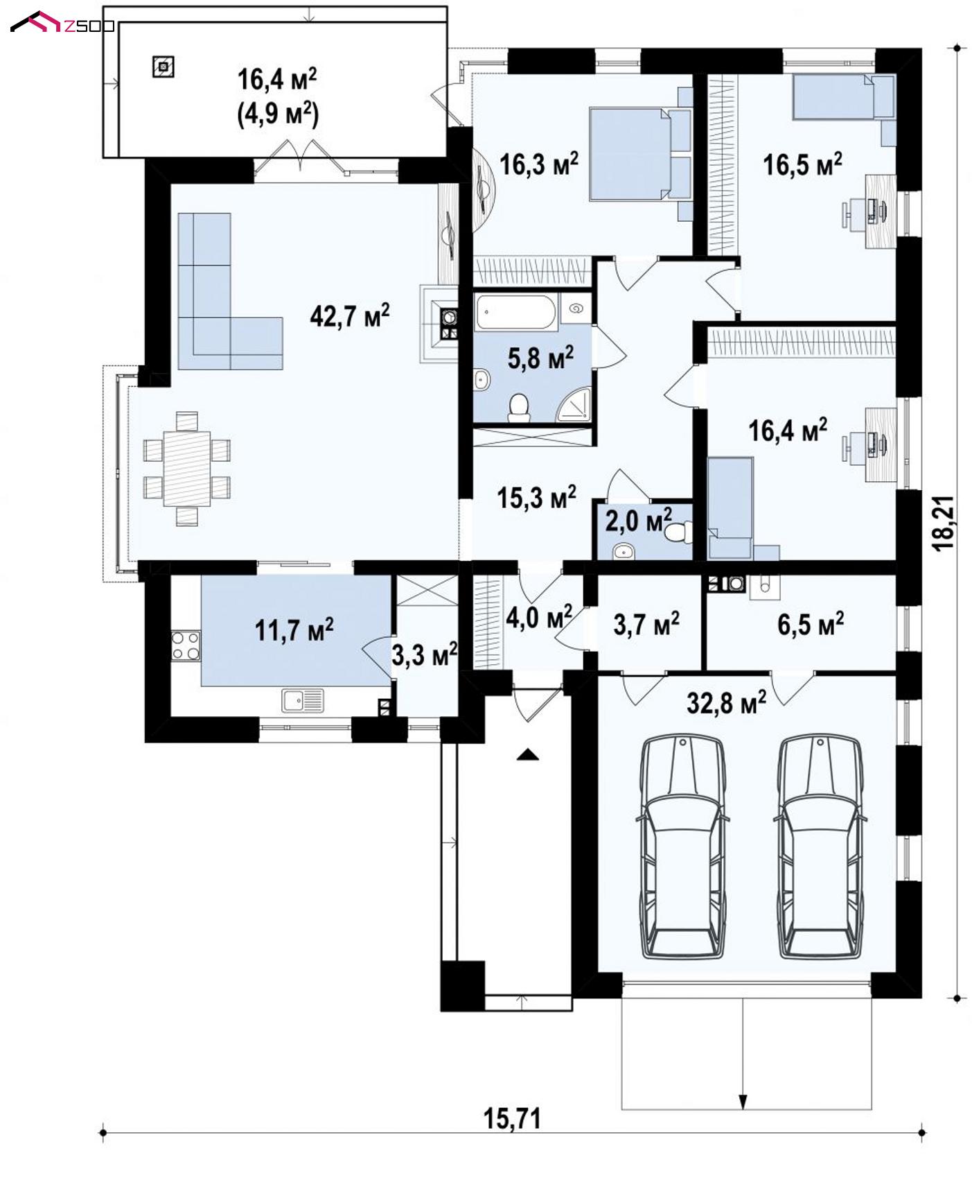 План проекта дома S3-176-1 фото 1