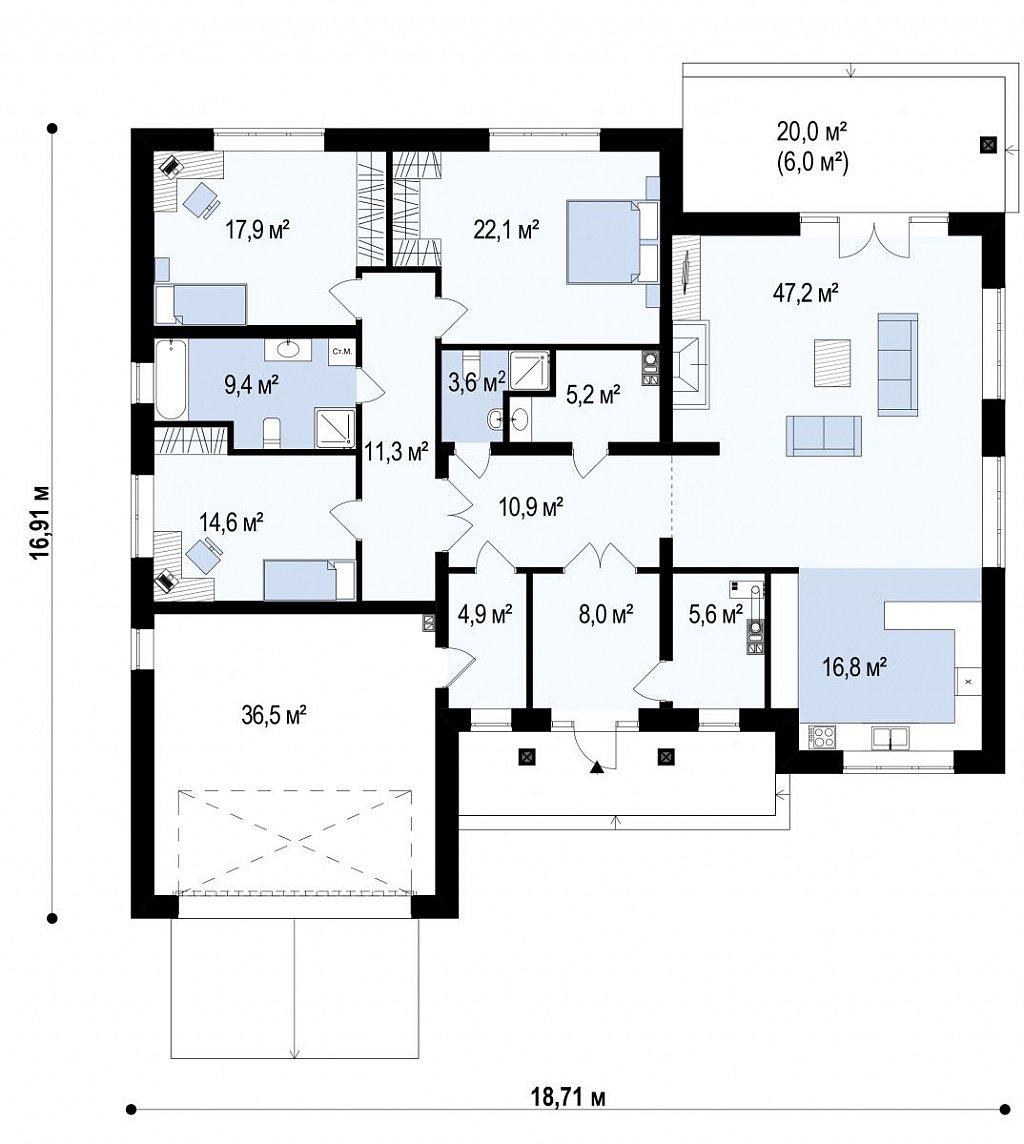 План проекта дома S3-213-1 фото 1