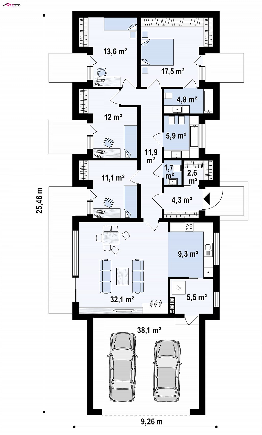 План проекта дома S3-170-1 фото 1