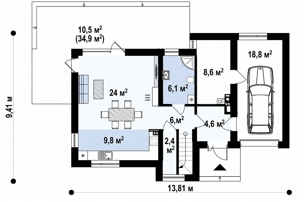 План проекта дома S3-147-4 фото 1
